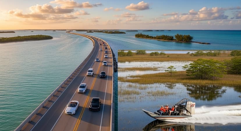 Scenic drive over the Overseas Highway and Everglades airboat ride