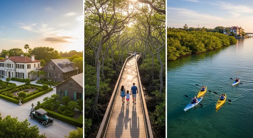 Deering Estate Tours — When to Go, What’s Included & Hidden Costs - NextBreakout team with Google AI Studio The historic Stone House at Deering Estate under glowing sunset